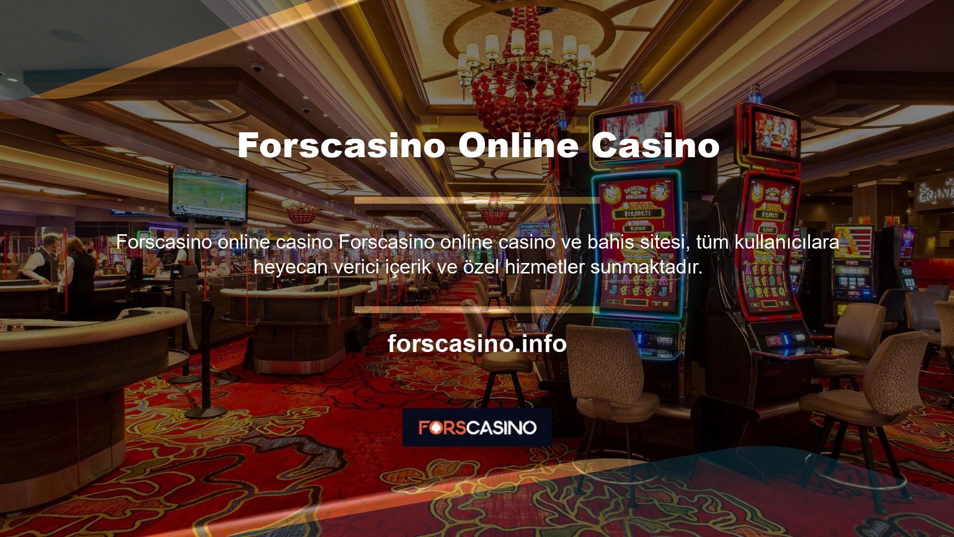 Forscasino, tüm kullanıcılar için spor bahisleri, canlı bahis, casino, canlı casino, sanal oyunlar, tavla, tombala ve daha fazlasını sunar