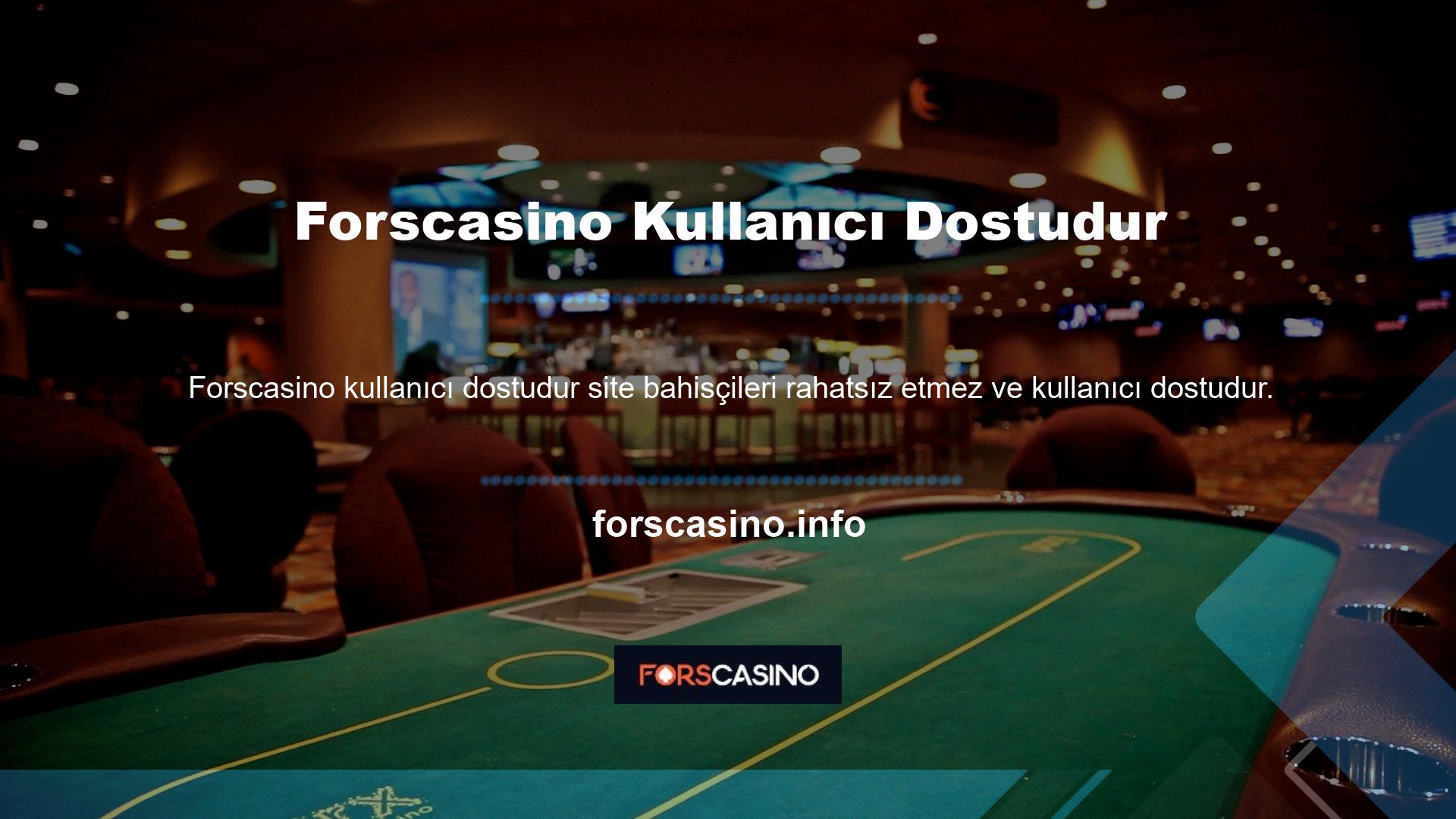 Forscasino Gaming'e katılabilir ve düşük kaliteli, sorunsuz hizmet için eğlence seçeneklerinin keyfini çıkarabilirsiniz